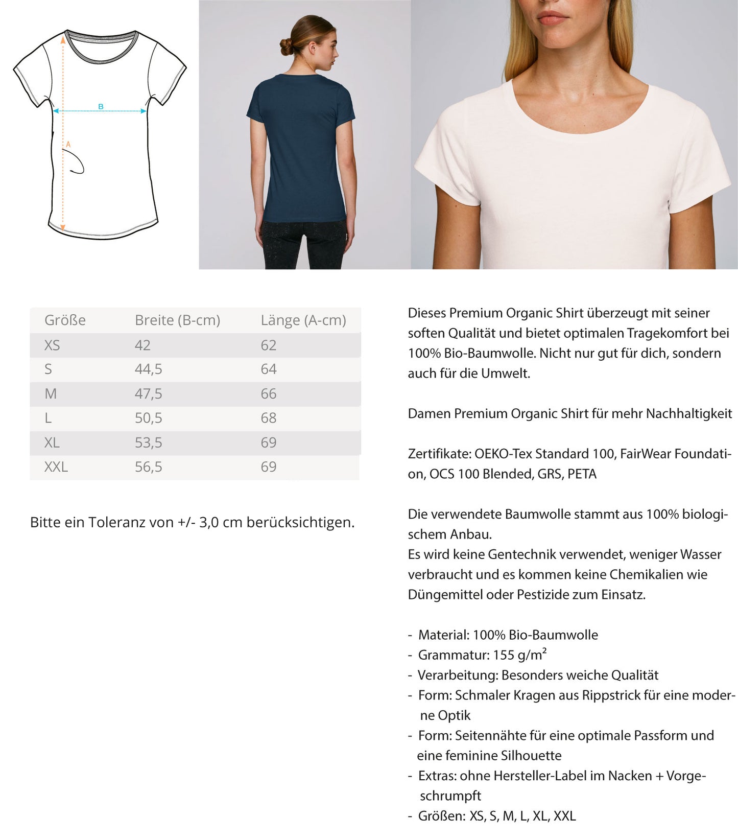 Steinbock Damen Premium Organic T-Shirt mit Stick - Bergliebe Store