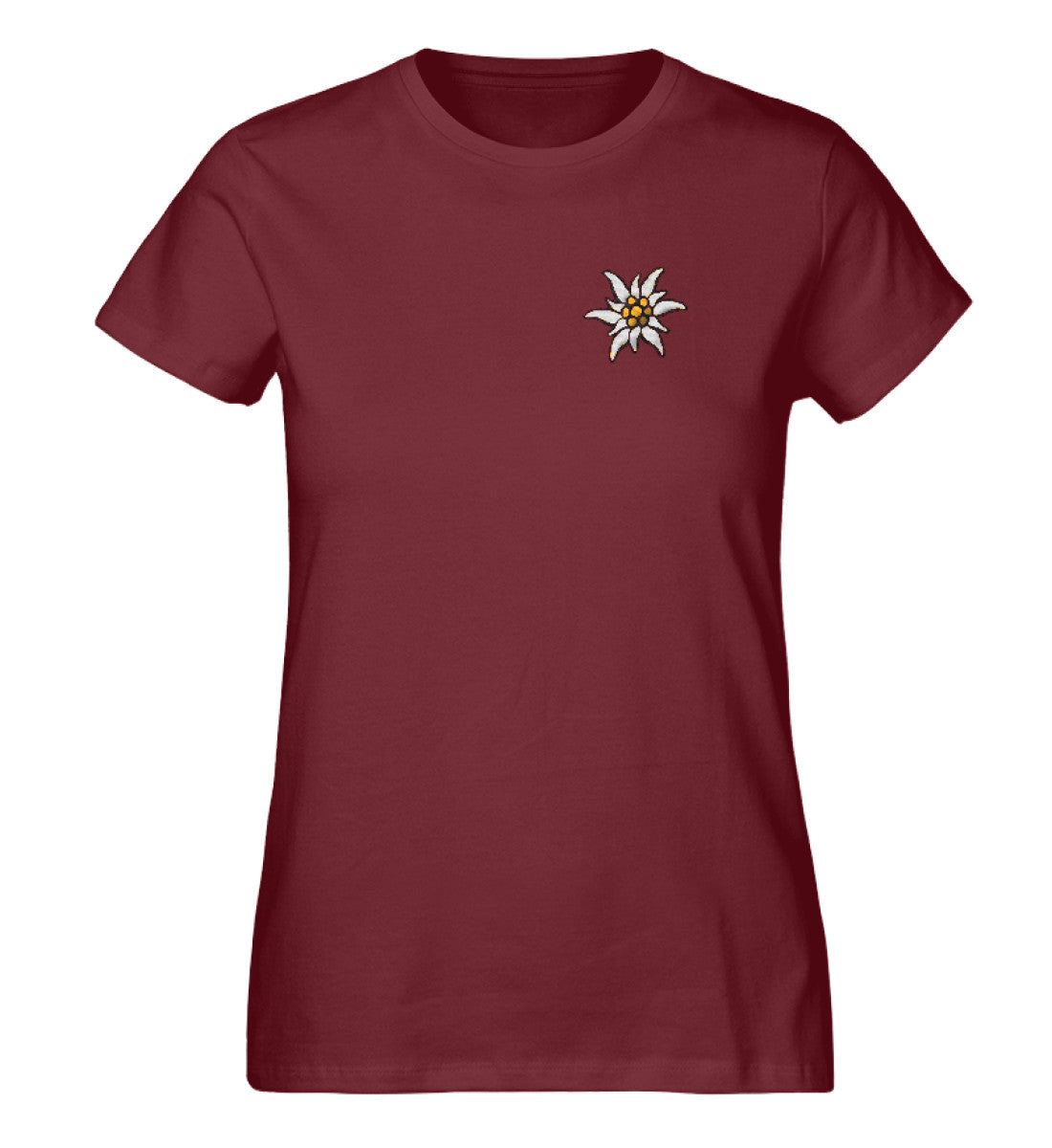 Edelweiss Damen Premium Organic T-Shirt mit Stick - Bergliebe Store