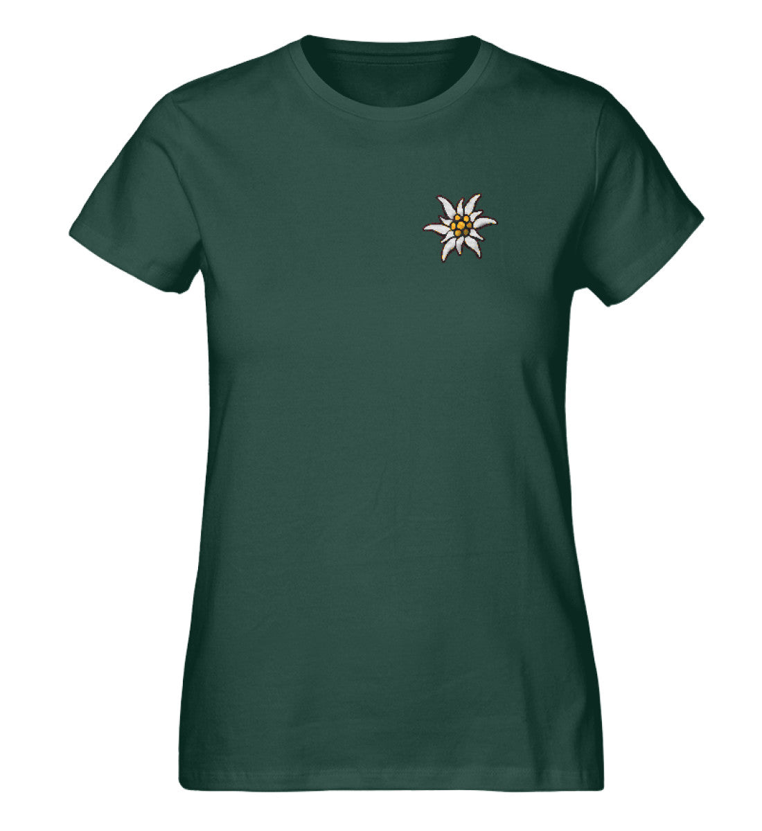 Edelweiss Damen Premium Organic T-Shirt mit Stick - Bergliebe Store