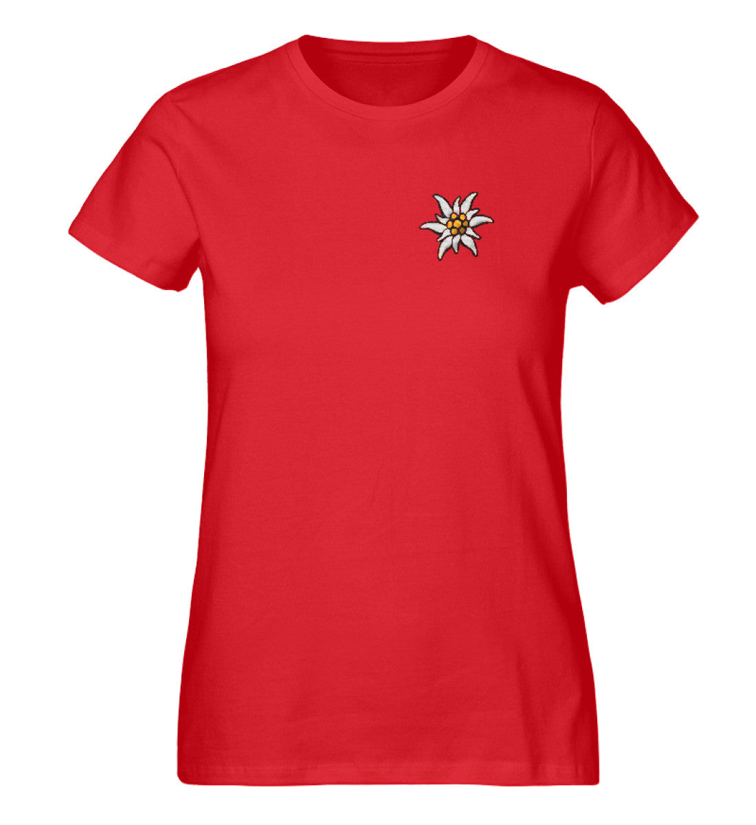 Edelweiss Damen Premium Organic T-Shirt mit Stick - Bergliebe Store