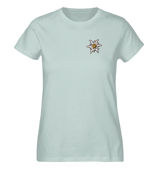 Edelweiss Damen Premium Organic T-Shirt mit Stick - Bergliebe Store