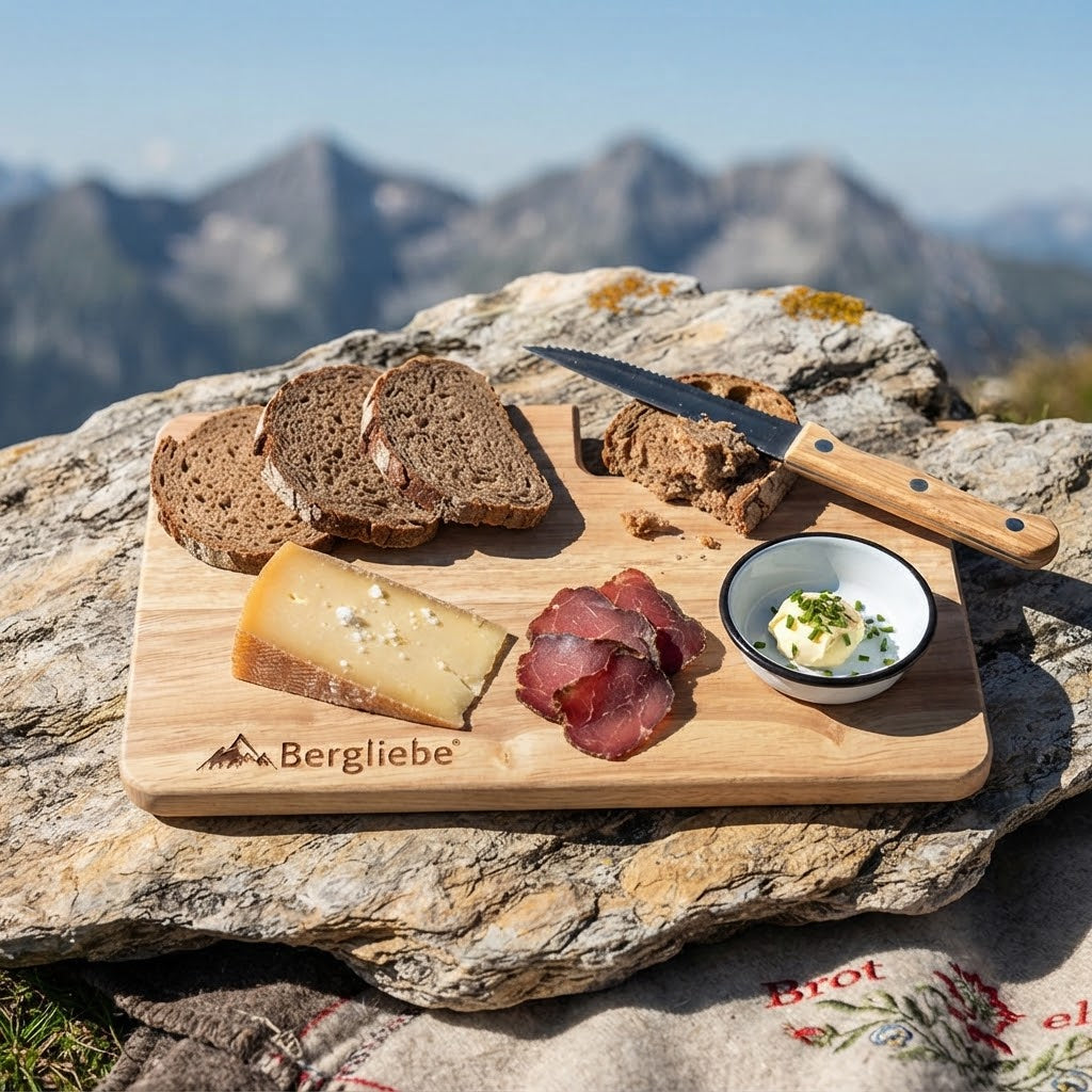 Bergliebe® Holzbrett mit Messer