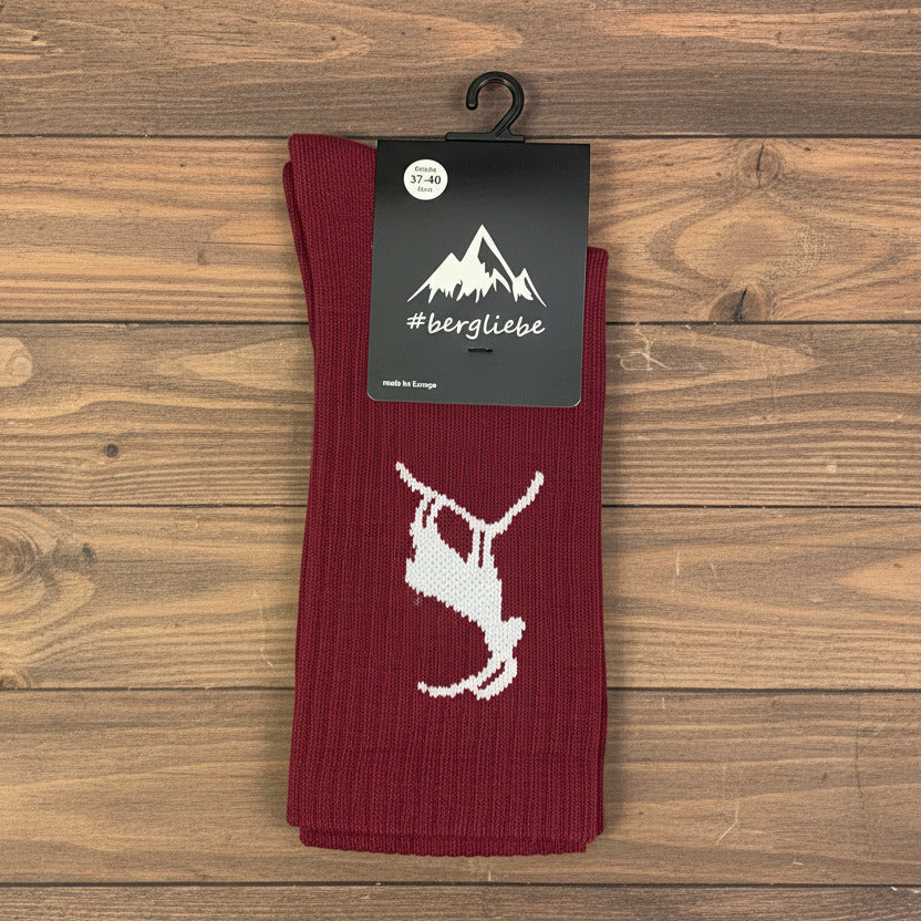 Bergliebe® Unisex Socken - Steinbock Burgundy - Bergliebe Store