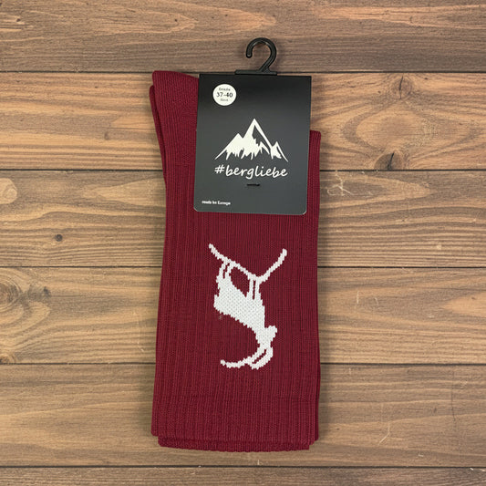 Bergliebe® Unisex Socken - Steinbock Burgundy - Bergliebe Store
