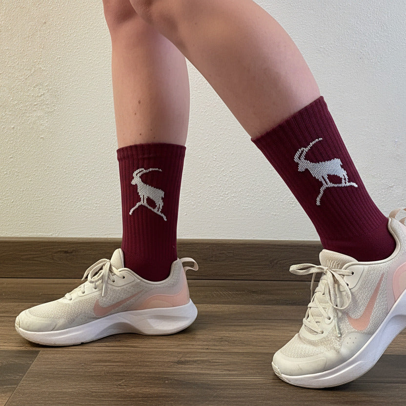 Bergliebe® Unisex Socken - Steinbock Burgundy - Bergliebe Store
