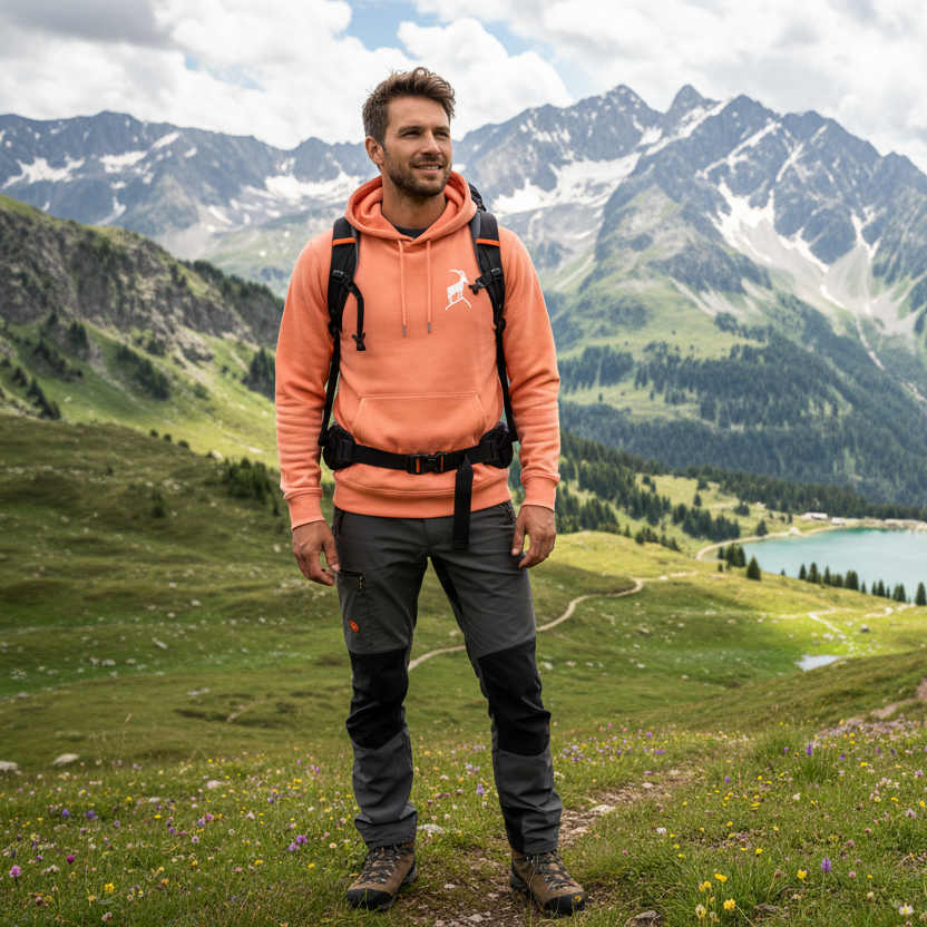 Steinbock Peach Edition - Unisex Premium Organic Hoodie - Bergliebe Store