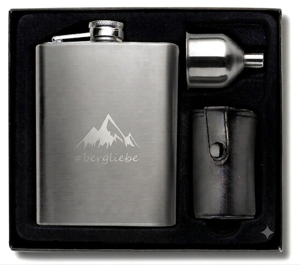 Bergliebe® Edelstahl Flachmann Set