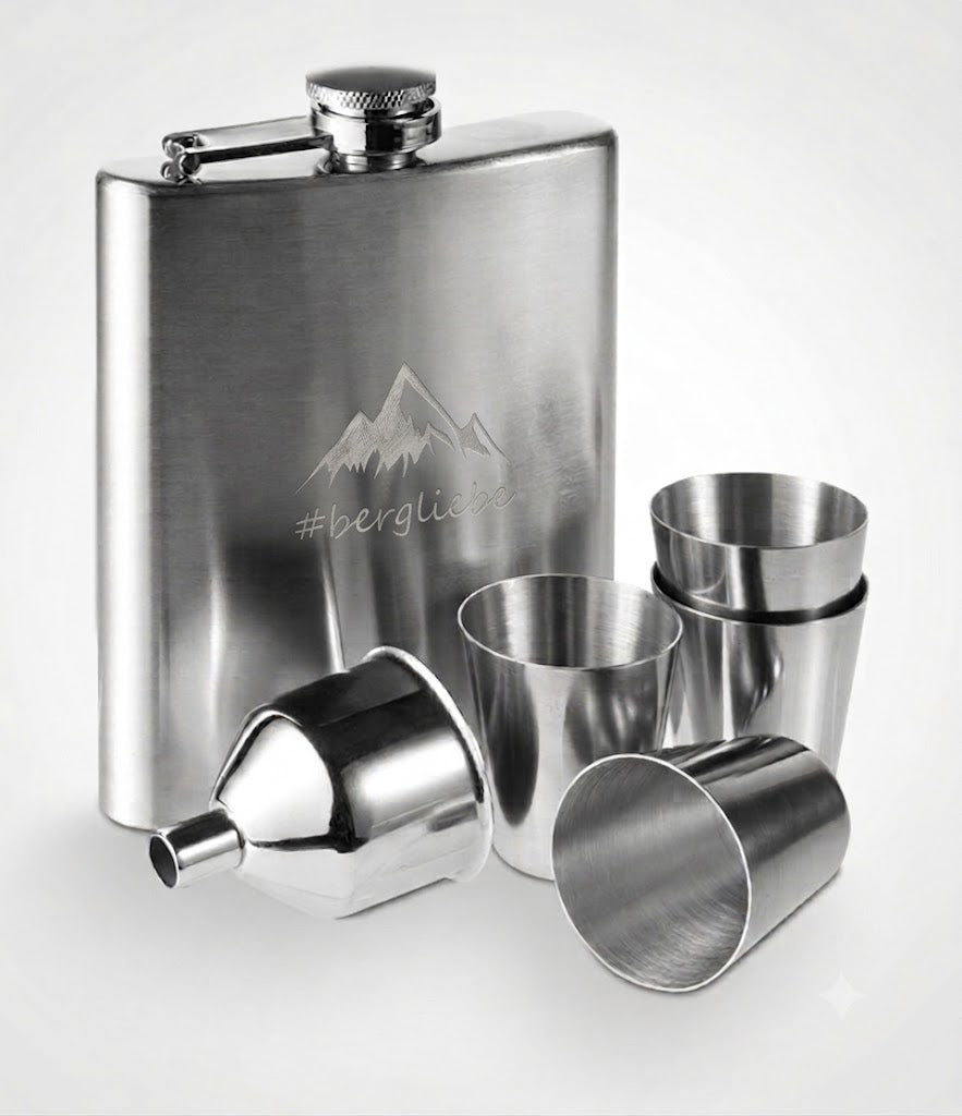 Bergliebe® Edelstahl Flachmann Set