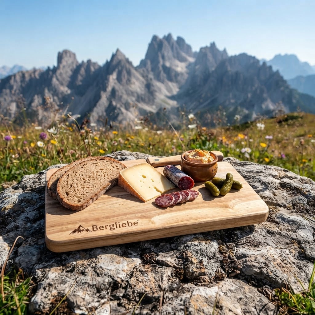Bergliebe® Holzbrett mit Messer
